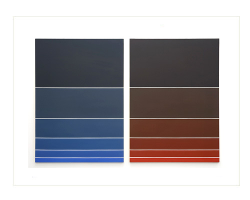 Blue and Red [two panels], 1975, acrylic on canvas, 163 x 241 cm