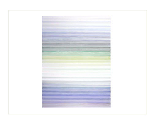 Horizontal Lines [purple / blue / green], 1973, watercolour on paper, 76 x 56 cm